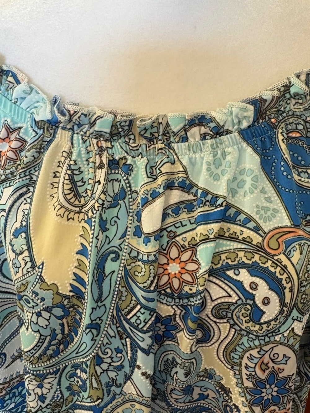 New 2X Stem & Vine Blue Paisley Off the Shoulder Crochet Blouse - Picture 4 of 13